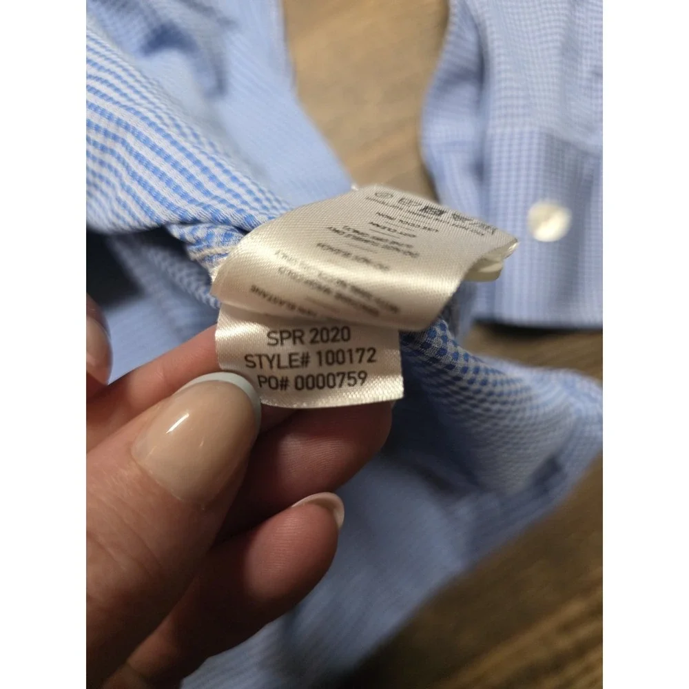 Rhone Commuter Long Sleeve Dress Shirt Mens Size M Button Up Blue Gingham - Picture 4 of 6